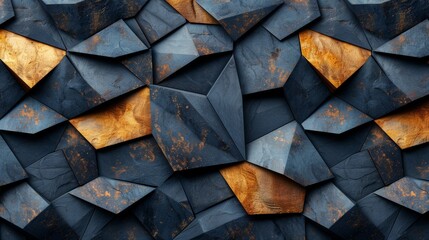 Gold and dark blue abstract polygonal pattern