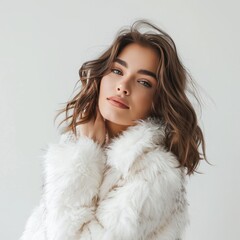 girl in a fur coat.