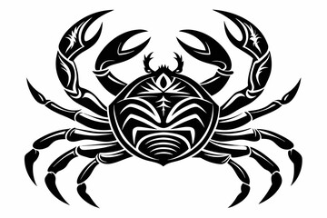 realistic tribal tattoo crab silhouette black vector illustration