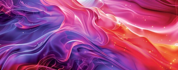 Abstract pink and purple silk fabric simulation with sparkling lights. Digital art design for vibrant background