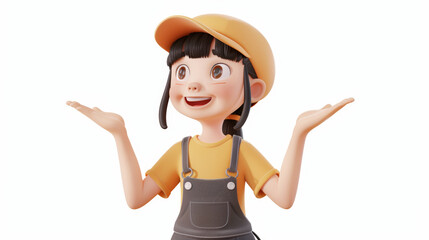Portrait of cute kawaii positive excited smiling