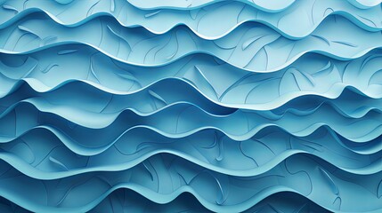 Abstract blue waves on a dark blue background. Digital artwork for interior design and print. - obrazy, fototapety, plakaty