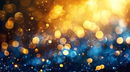 Glamorous golden bokeh lights shimmering, creating dazzling awards night background