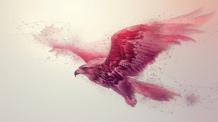 Flying eagle swoop from lines, triangles and particle style design. Illustration modern.