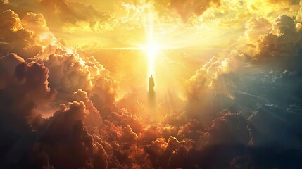 Heavenly scene with God's presence illuminating the sky, concept illustration