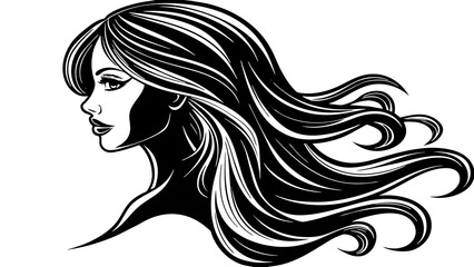 silhouette-of-beautiful-girl-in-profile-with-long