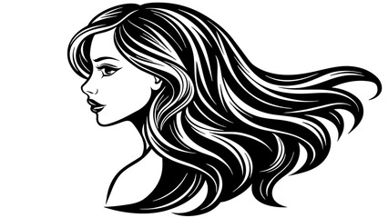 silhouette-of-beautiful-girl-in-profile-with-long