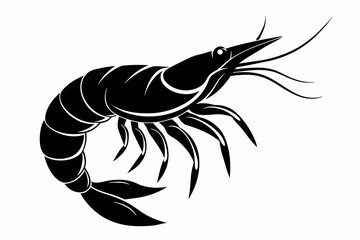 shrimp silhouette black vector illustration