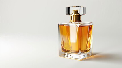Luxurious men's eau de parfum in sleek gold spray bottle, premium fragrance isolated on white, elegant perfume product photo