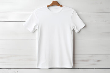 White t-shirt mockup template for design print on hanger, white background