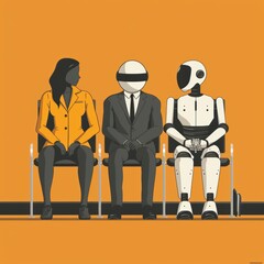 AI robot works with humans when applying for jobs
