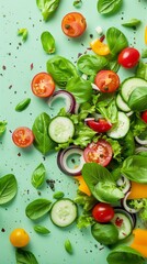 fresh chopped vegetables for salad background.
