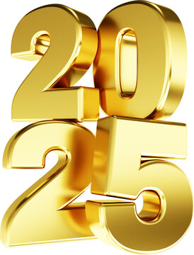 logotipo 3d 2025 feliz ano novo selo dourado e prata 2025