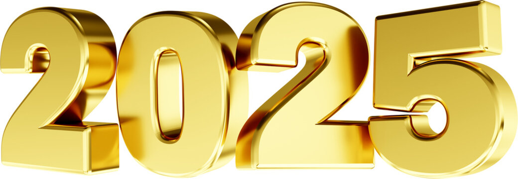 logotipo 3d 2025 feliz ano novo selo dourado e prata 2025
