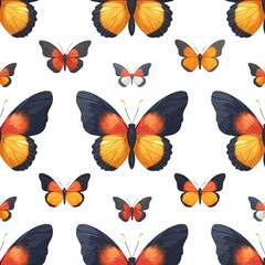 flat butterfly icon pattern ,scatered in background, isolated in white background