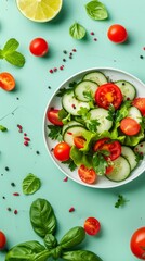fresh chopped vegetables for salad background.