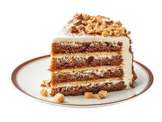 amandine cake on plate cutout png isolated on white or transparent background