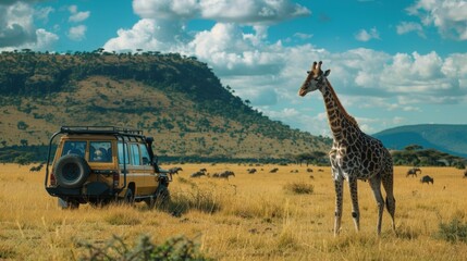 A thrilling safari adventure, spotting wild animals in their natural habitat.