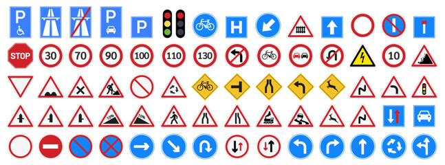 Road Signs and Symbols set - obrazy, fototapety, plakaty