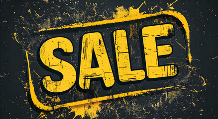 Banner with the word "SALE" in yellow text on a black background.