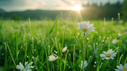 grass, flowers and Sun