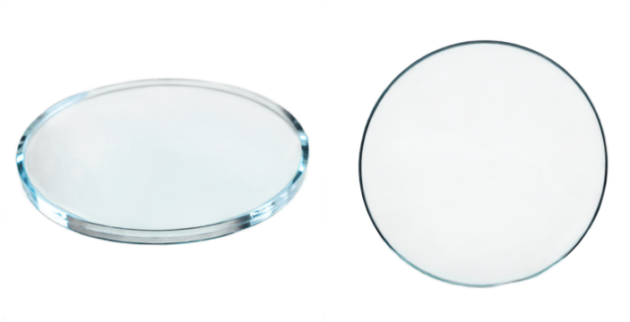 Set of transparent glass lenses, transparent glass products, translucent template