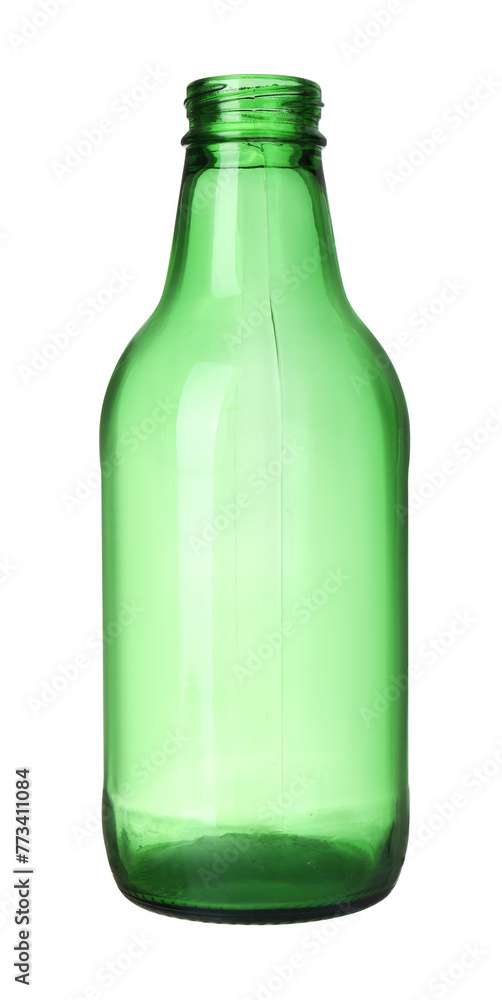 Canvas Prints One empty green beer bottle isolated on white