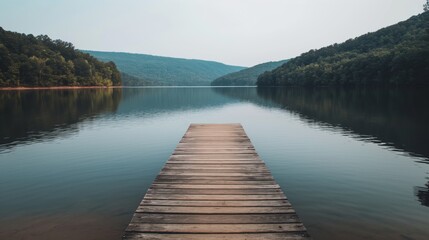 Wood dock on Ozarks Lake created with Generative AI Technology, ai, generative