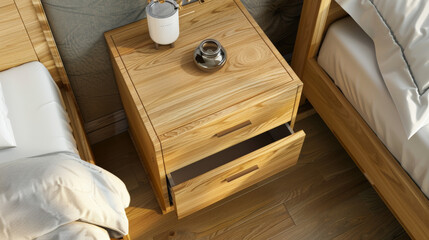 top down view of bedside table