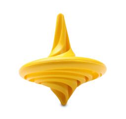 One yellow spinning top on white background