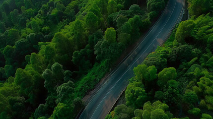 curvy road in the forest
