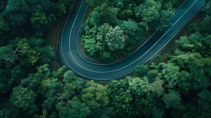 curvy road in the forest