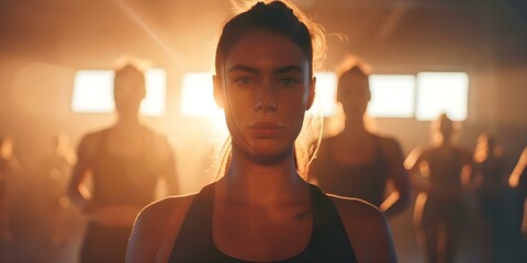 Highenergy 4K video of women in gym attire at a fitness event showcasing strength and determination. Concept Fitness Event Coverage, Strength Display, High-Energy Videography