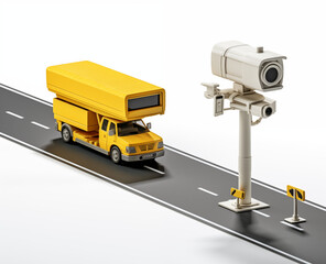 white cctv camera or security camera on top pool monitoring transportation, road safty and security purpose