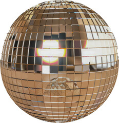 Colorful disco ball reflecting light cut out on transparent background
