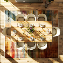 Elegant Dining Table Set for Six in Sunlit Room