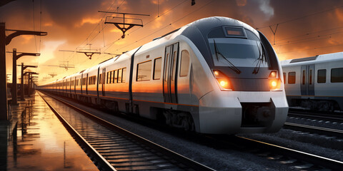 Fototapeta premium Modern high speed commuter train