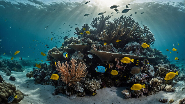Premium photos, life on the seabed, fish and coral reefs 4
