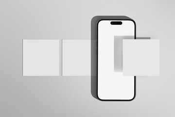 Phone Mockup with Instagram blank Social Media Posts Template.