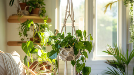 Vasos de planta pendente em casa