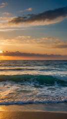 Obraz premium Sunset in the beach / shoreline (vertical)
