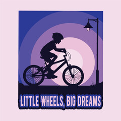 Little Wheels, Big Dreams Boy Kids Cycle Riding T-Shirt Design