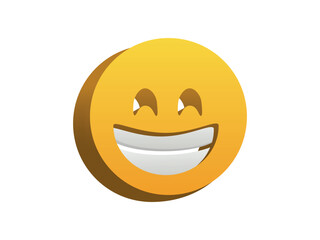 3d smile icon in isometric projection isolated on a white background, vector.