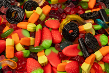 Assorted colorful gummy candies. Jelly  sweets.