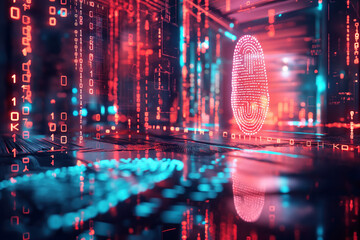 Latest biometric scanning technologies are available for identifying fingerprints in cyber intelligent security system AI Generative