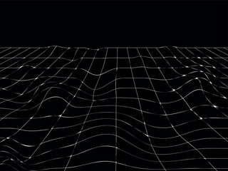 3d wireframe grid room. Abstract Perspective Geometric shape.