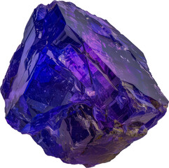 Natural rough tanzanite crystal cluster cut out on transparent background
