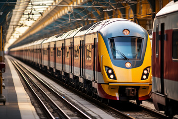 Modern high speed commuter train - obrazy, fototapety, plakaty