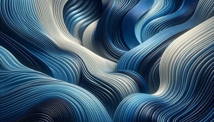 Abstract Wavy Blue and White Lines Design