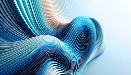 Abstract Blue Wavy Lines Forming Graceful Digital Art